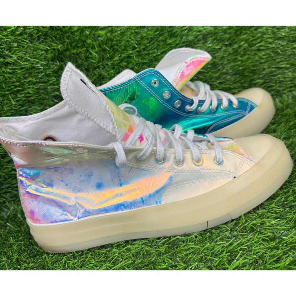 Converse Chuck 70 Hi Iridescent White Patent Leather Mens 9.5 Women 11.5 163786C - Picture 3 of 8